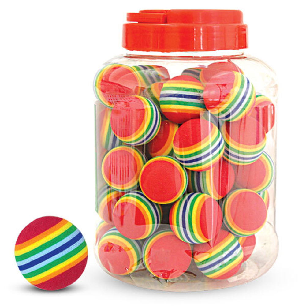 Игрушка для кошек "Мячик полосатый", красный, d35мм (банка 50шт.), Triol