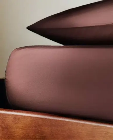 ZARA HOME ПРОСТЫНЯ ИЗ ПЕРКАЛЯ (КОЛИЧЕСТВО НИТЕЙ 300), КОРИЧНЕВЫЙ