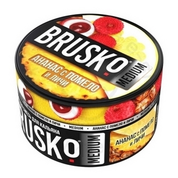 Бестабачная смесь для кальяна BRUSKO, 250 г, Ананас c помело и личи, Medium (M)
