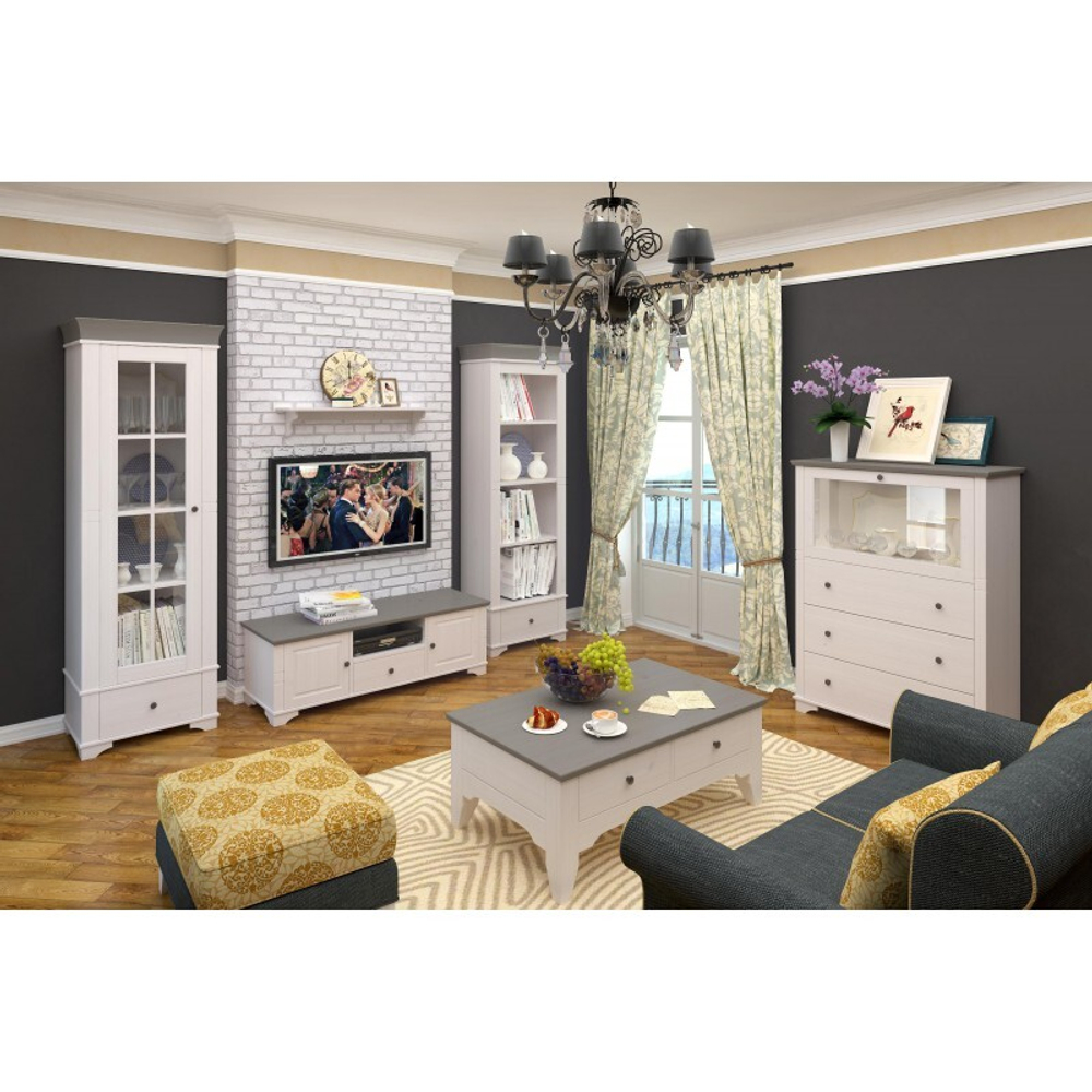 Стеллаж «Бейли» белый воск/антрацит