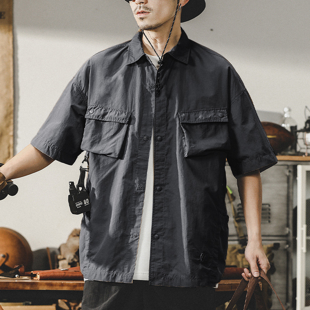 Американская рабочая классическая рубашка с накладными карманами