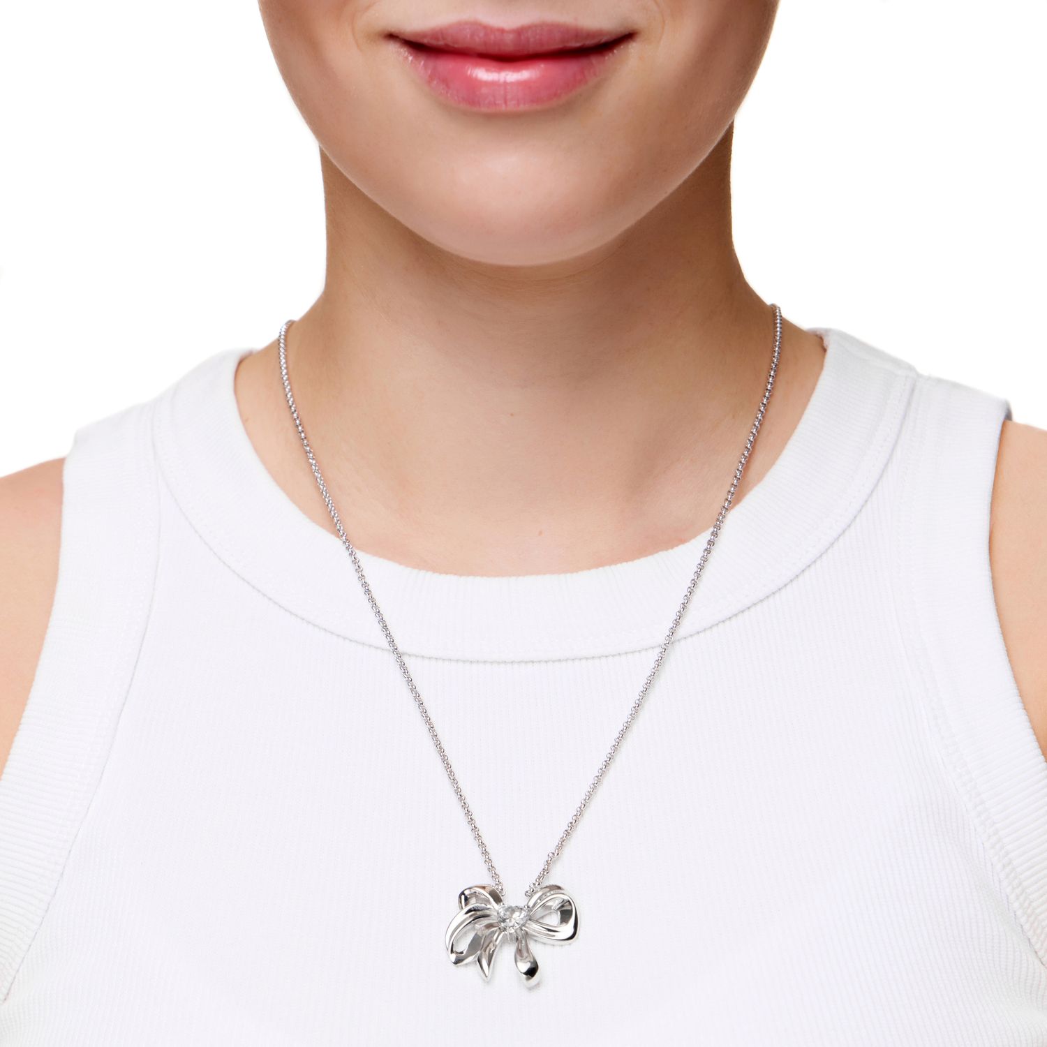 Колье Hearty Bow Necklace - Silver