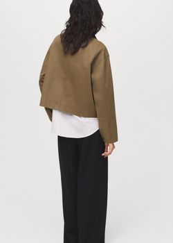 MANGO Джинсовая парка с бархатным воротником, бежевый