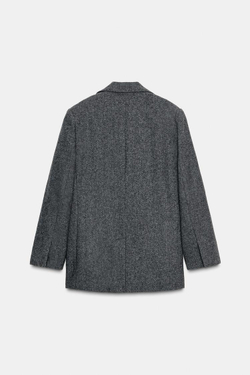 ZARA ДВУБОРТНЫЙ БЛЕЙЗЕР ОВЕРСАЙЗ, СЕРЫЙ