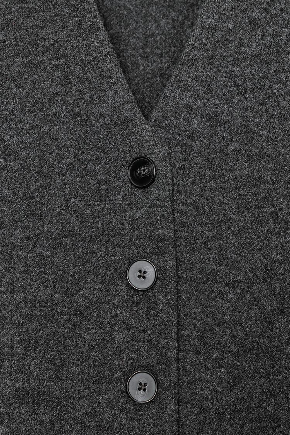 ZARА ТРИКОТАЖНЫЙ КАРДИГАН С V-ОБРАЗНЫМ ВЫРЕЗОМ, АНТРАЦИТОВО-СЕРЫЙ