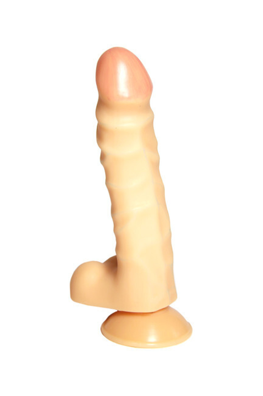 Реалистичный рельефный фаллос на присоске 18 см (Цвет: телесный)