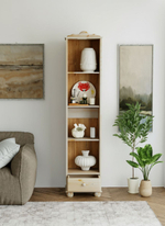 Стеллаж 40х32х182, Бритта из массива сосны с ящиком, 3 полки, в натуральной отделке