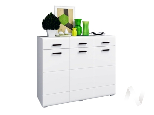 Комод (3д+3ящ) Гостиная Нэнси New (белый/белый глянец холодный)