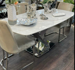 Стол обеденный Ist Casa Интерно Силвер, 180х90х75 см, белый мрамор, серебро