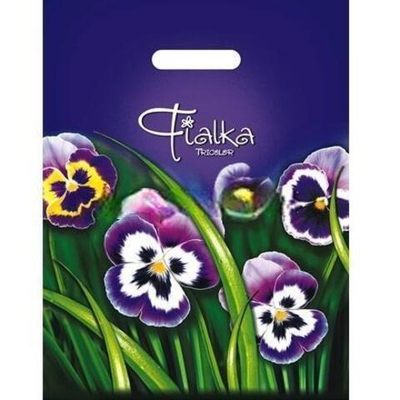 Пакет с прорубной ручкой ПВД 31х40 (60 мкм) "Фиалка" лам. (50/500 шт.) Интерпак