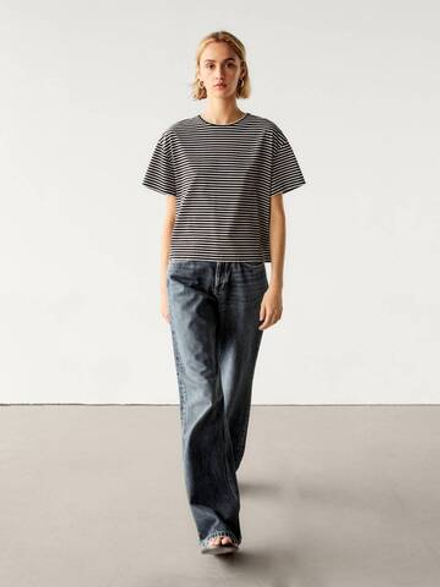 Massimo Dutti Футболка в полоску, черный