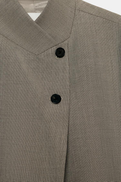 ZARA БЛЕЙЗЕР С ВОРОТНИКОМ-СТОЙКОЙ — ZW COLLECTION, КАМЕННО-СЕРЫЙ