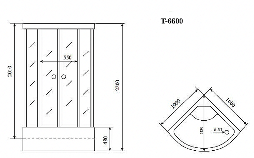 Душевая кабина Timo Standart 100х100 T-6600SF стекло матовое/профиль хром