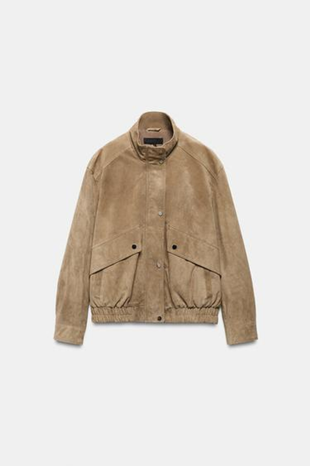 100% замша, кожа, пиджак с воротником-стойкой -ZARA