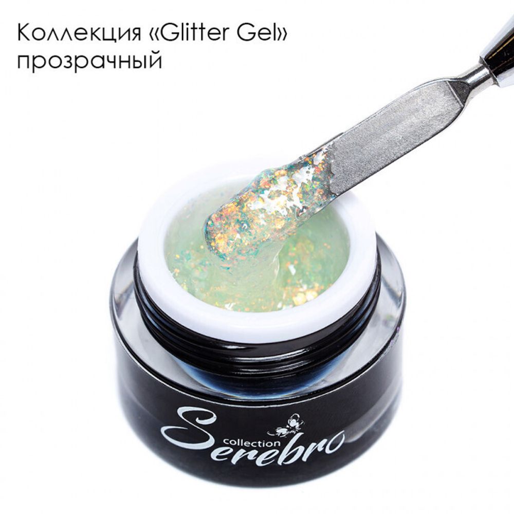SEREBRO, ГЕЛЬ-ЛАК &quot;GLITTER-GEL&quot;,  ПРОЗРАЧНЫЙ, 5 МЛ