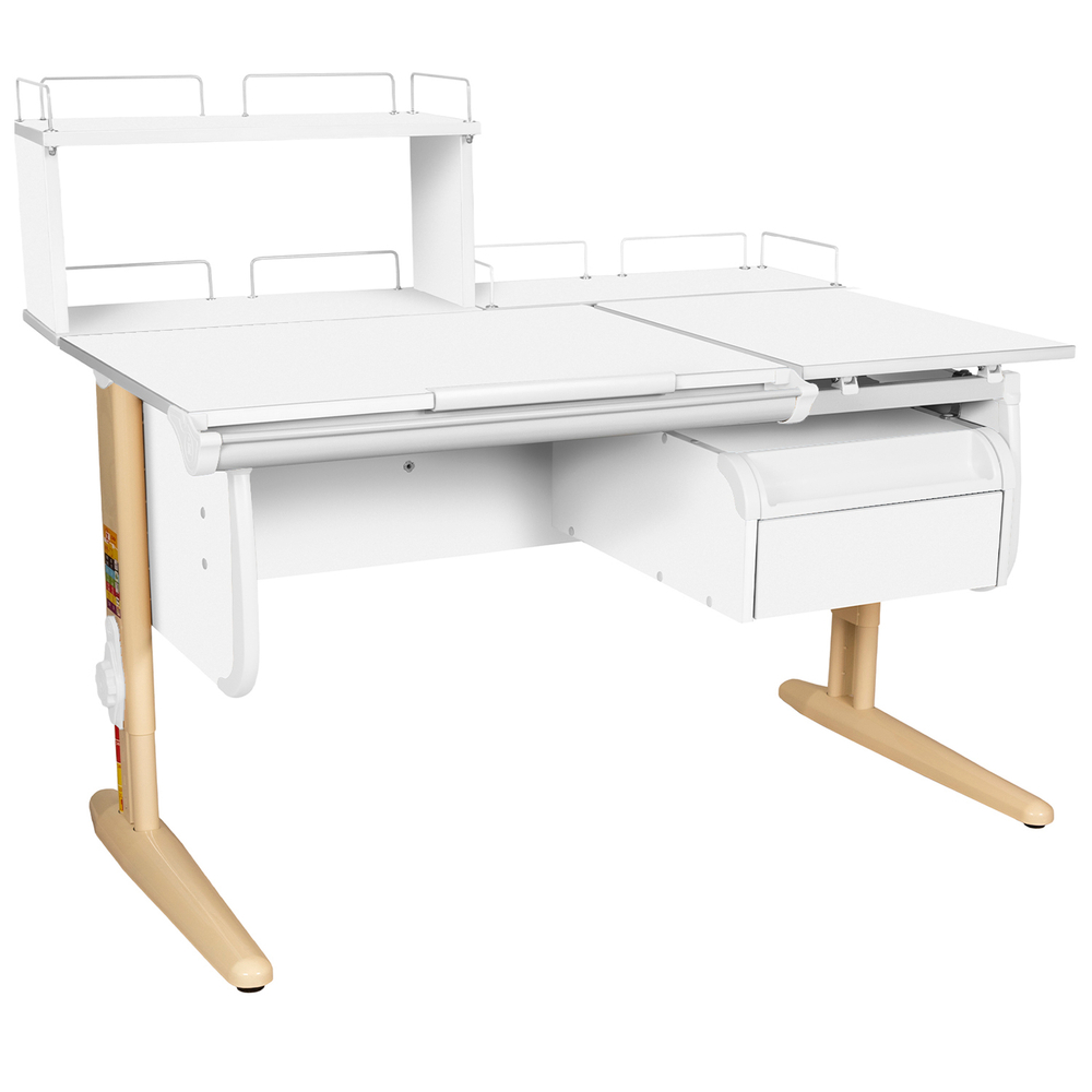 Растущая парта СУТ 25 с задними полками СУТ.15.210 и СУТ.15.240 и навесной тумбой (1200×880 мм)