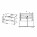 Тумба с раковиной Vincea PAOLA VMC-2P800RW + VCB-2VP800W 80 темное дерево