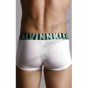 Мужские трусы боксеры белые с зелеными буквами Calvin Klein X Word Trunk (Модал)