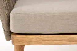 "Мальорка" кресло плетеное из роупа, основание дуб, роуп серо-коричневый 23мм, ткань бежевая 15052