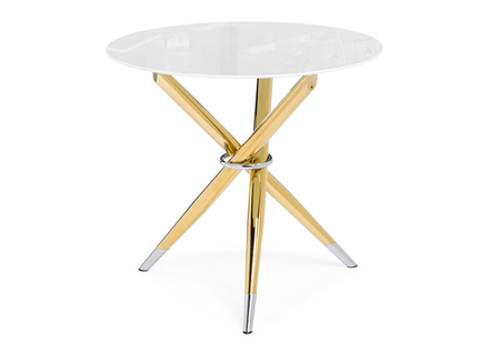 Стеклянный стол Rock 80х75 white / gold