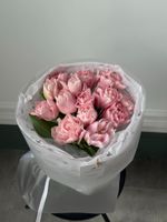 Букет из 15 нежно-розовых пионовидных тюльпанов