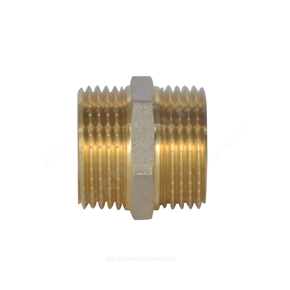 Ниппель латунь никель Ду 32 (1 1/4") НР 9022 ГОСТ 32585-2013 Aquasfera 9022-04