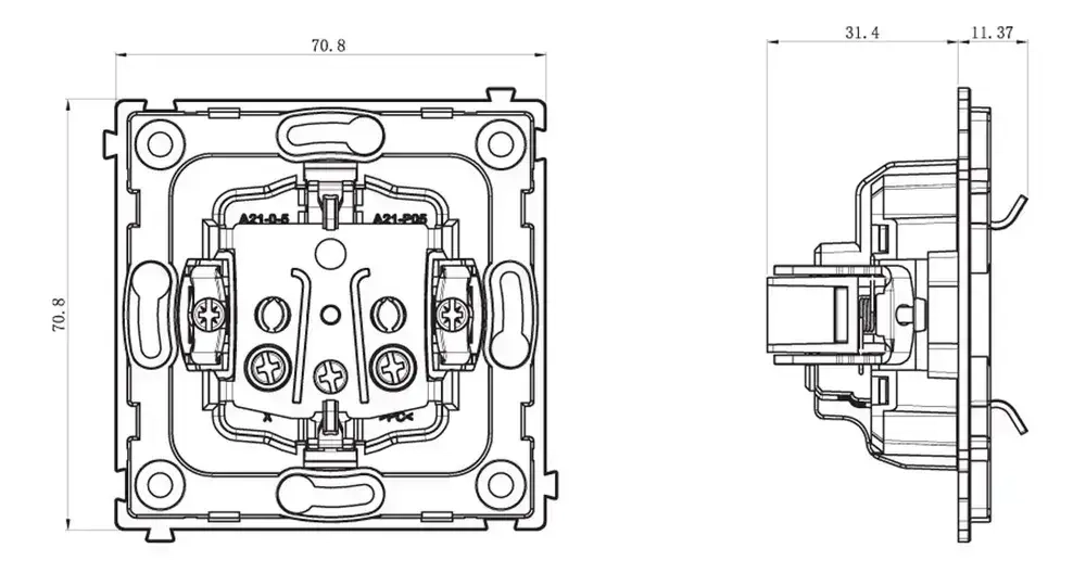 Donel Розетка, механизм розетки Schuko с заземляющим контактом 16А 250 В на винтах R98, DA18800