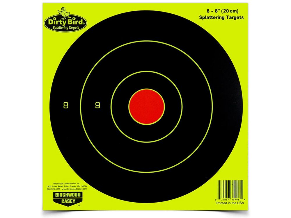 Мишень самоклеящаяся осыпающаяся Birchwood Dirty Bird Yellow Bull&#39;s-eye Target, 8&quot;, 8шт. (12шт./уп.)