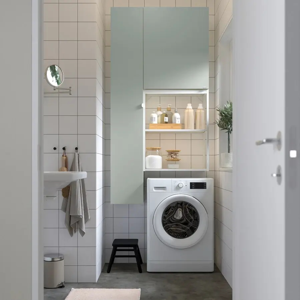 Комбинация для ванной - IKEA ENHET, 90х32х180 см, белый/светло-зеленый, ЭНХЕТ ИКЕА