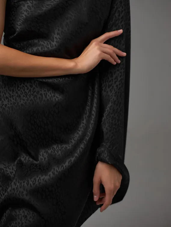 Ткань шелк Армани Жаккард, арт.1885, дизайн "лео", черный 170