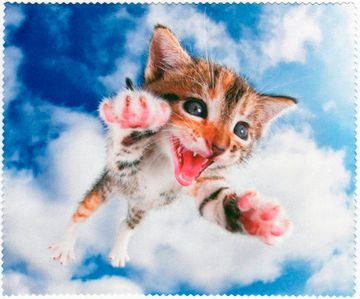 Салфетка микрофибра 15х18 (КОТЕНОК В ОБЛАКАХ) в  упаковке.