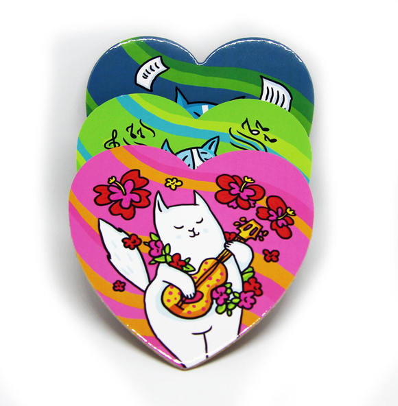 Набор подставок под горячие кружки "Коты-музыканты" (3 штуки)