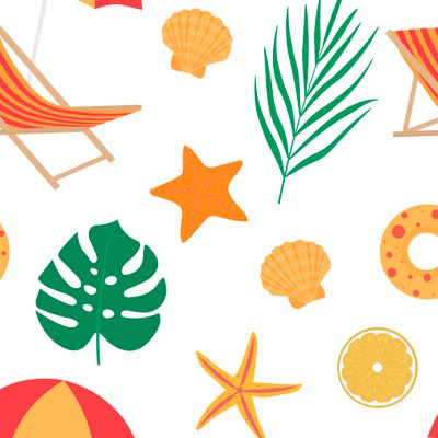 Пляжные элементы и морские животные