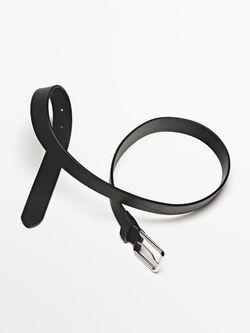 Massimo Dutti Ремень из мягкой кожи наппа, черный