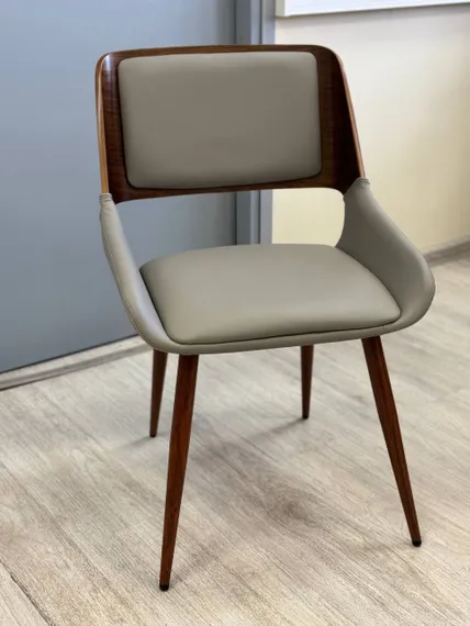 Стул Sven, серая экокожа, орех