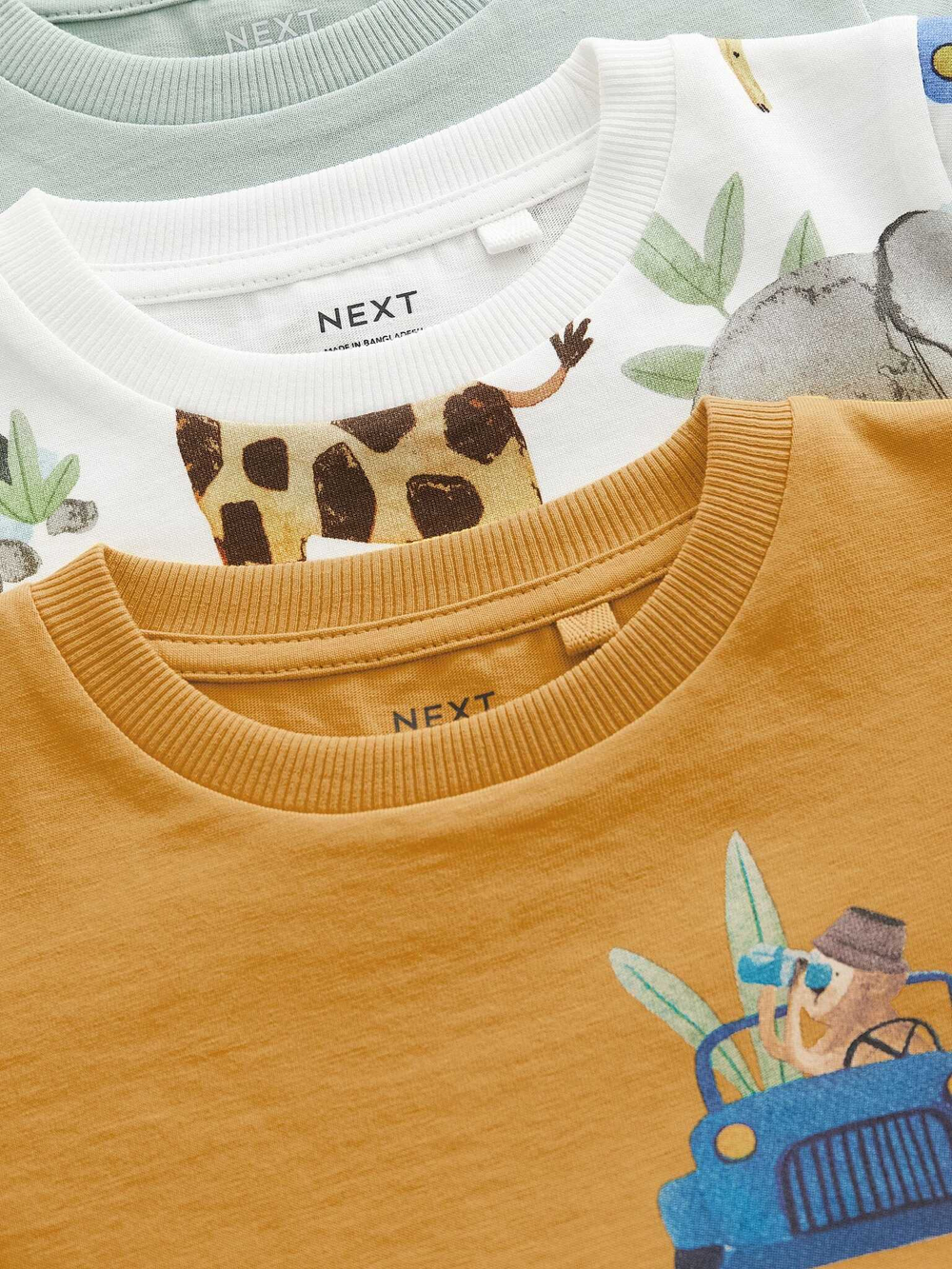 Лонгслив для мальчика Next 642-776, 3 шт., Мятный, Молочный, Горчичный