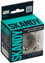 SKANDY Розетка с заземлением с защитными шторками 16А с USB C 18Вт SK-R17B бежевый IEK