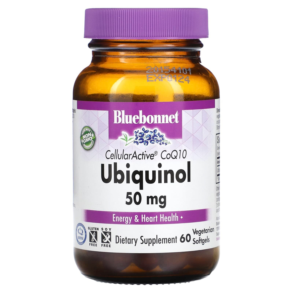 Bluebonnet Nutrition, CellularActive CoQ10, убихинол, 50 мг, 60 вегетарианских капсул