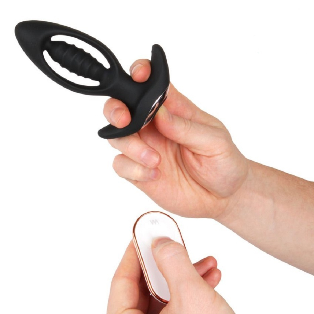 Анальный вибромассажёр Premium с пультом ДУ 12,6 см