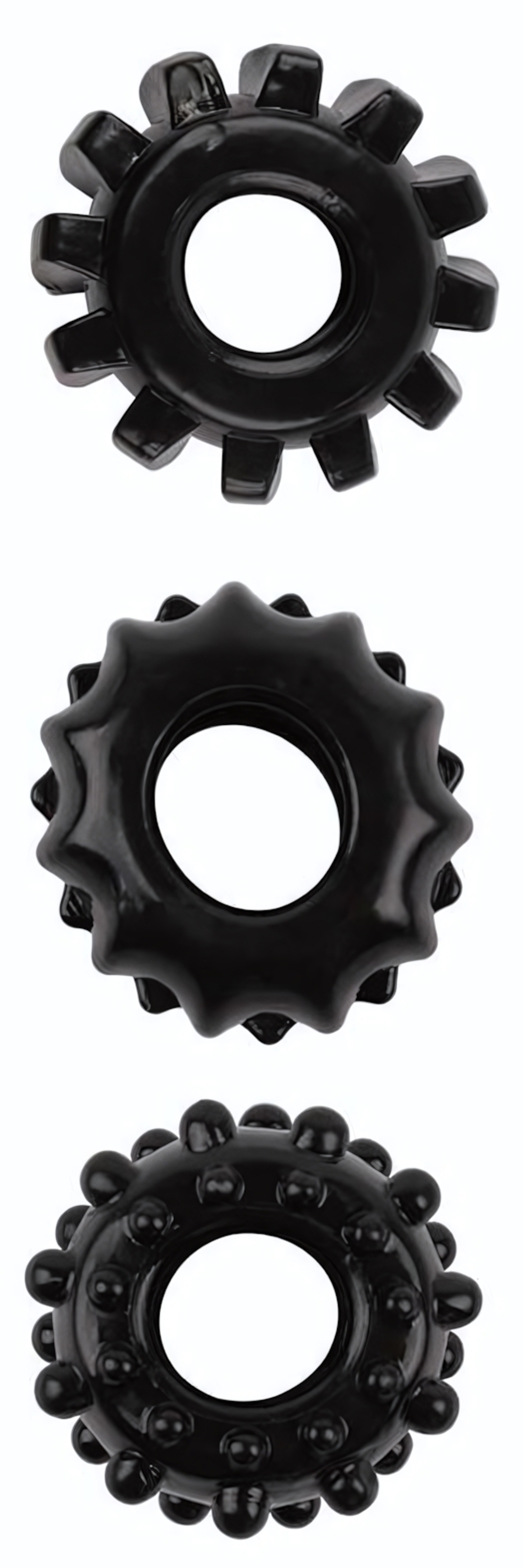 Набор из 3 черных эрекционных колец SET OF 3 COCKRINGS (Цвет: черный)