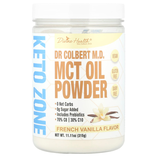 Divine Health, доктора медицины Кольбера порошок из масла MCT, французская ваниль, 315 г (11,11 унции)