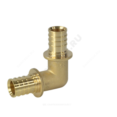 Угольник для PE-X труб аксиальный латунь Дн 25х90гр РОС