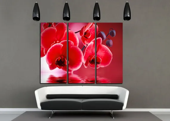 Модульная картина "Красные орхидеи"