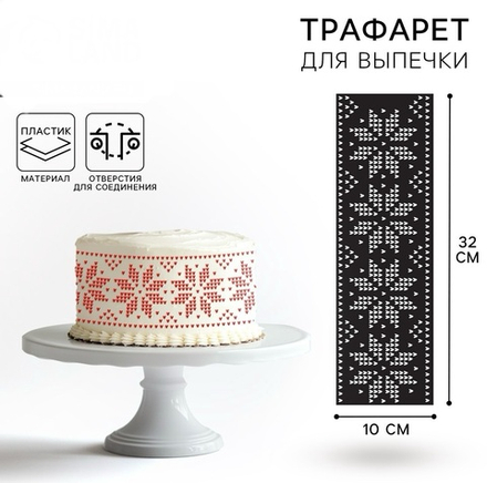 Трафарет для торта новогодний KONFINETTA «Вязанный Новый год», 32 х 10 см, пластик