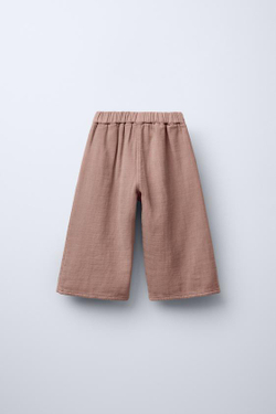 ZARA БРЮКИ С ЗАЩИПАМИ И ЗАНИЖЕННЫМ ШАГОВЫМ ШВОМ, ПУДРОВО-РОЗОВЫЙ