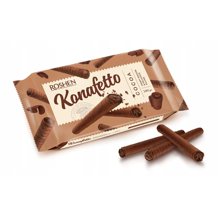 Вафельные трубочки Roshen Konafetto с начинкой крем-какао 140 гр