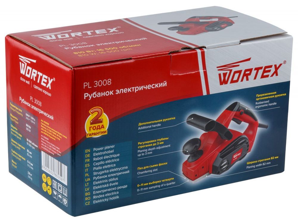 Рубанок электрический WORTEX PL 3008