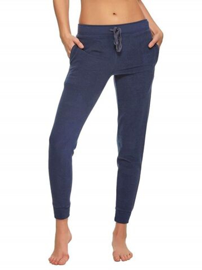 Велюровые брючки с манжетами (Размер: L) (Цвет: синий)