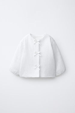 ZARA КУРТКА СО ШВЕЙЦАРСКОЙ ВЫШИВКОЙ, ЦВЕТ ВЫБЕЛЕННОГО ЛЬНА