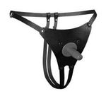 Черные кожаные трусики для страпона (Цвет: черный)